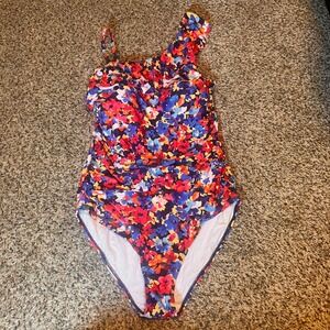Tempt Me Floral‎ One Piece Swimsuit Ruffle One Shoulder Swimwear